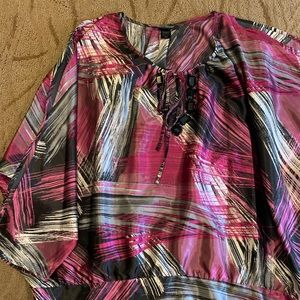 Multicolored cold shoulder sleeve blouse